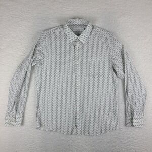Peter Manning New York Dress Shirt Mens 4 Gray White Geometric Preppy Button Up